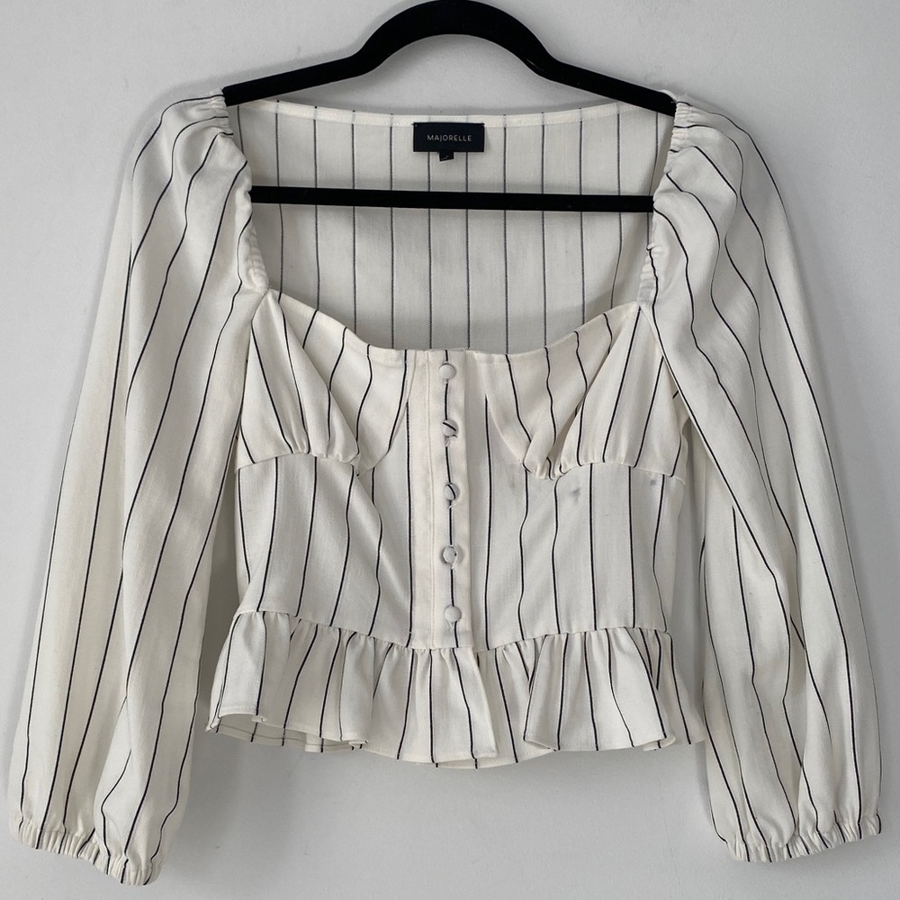 Majorelle Striped Cropped Blouse XS